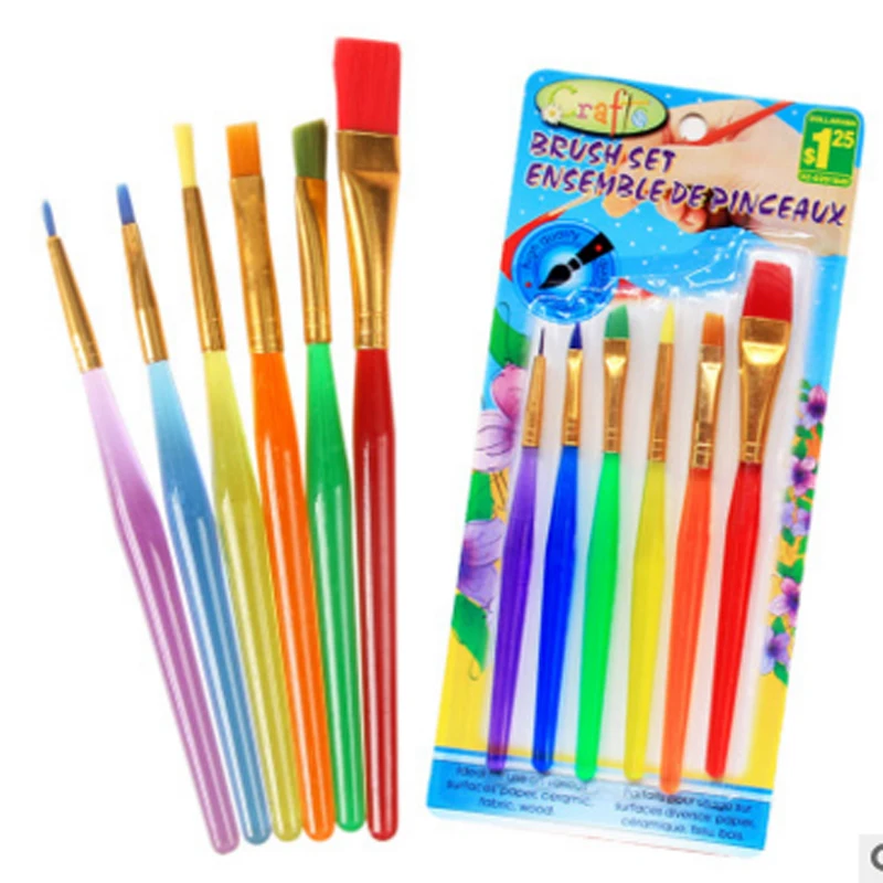 30pcs/lot Paint Brush Set New Nylon Handle Brush Kid Educational Craft Toy Watercolor Drawing