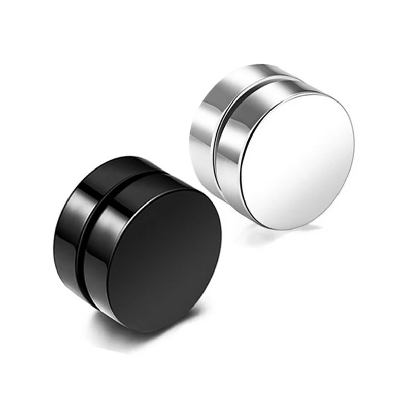 

2019 New Punk Mens Strong Magnet Magnetic Ear Stud Set Non Piercing Earrings Fake Earrings Gift for Boyfriend Lover Jewelry
