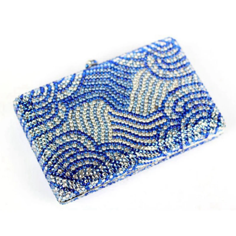 Luxury blue Diamond Evening Bag Rhinestone Clutch Bag Women Small Banquet Hand Bag Wedding Bride crystal Clutch Purse Sac A Main