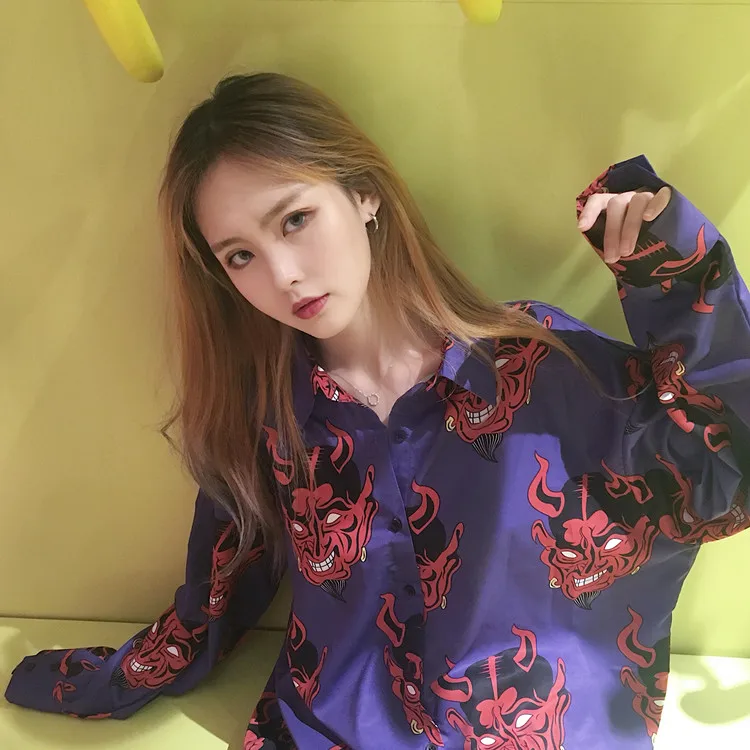 Blusas Femininas 2020 Harajuku летние блузки для женщин топы винтажные японский дьявол с