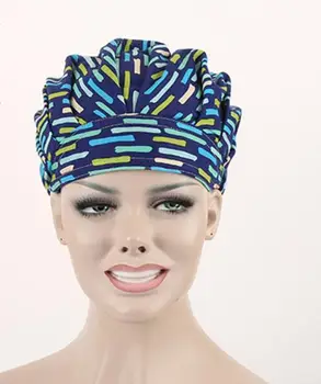 

New Lab Hospital medical Surgical Cap 100% cotton Printed Medical Scrub Operation Caps adjustable one size TLL889