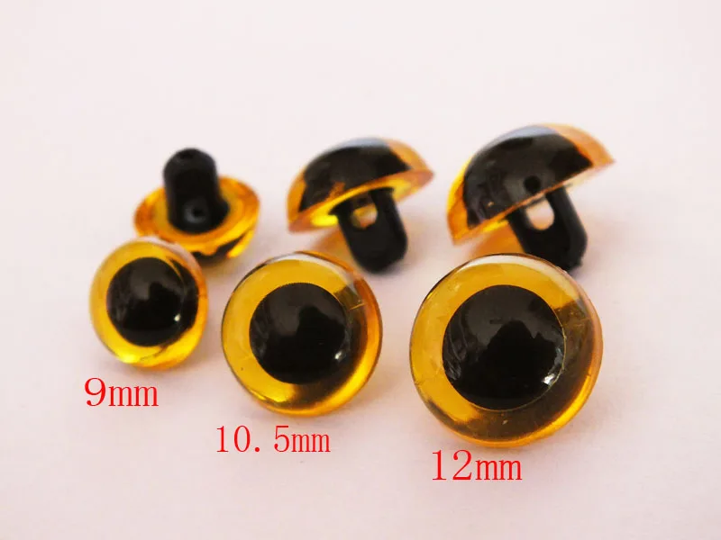 60pcs/lot 9mm/10.5mm/12mm can choose acryllic doll eyes can sewing in yellow color