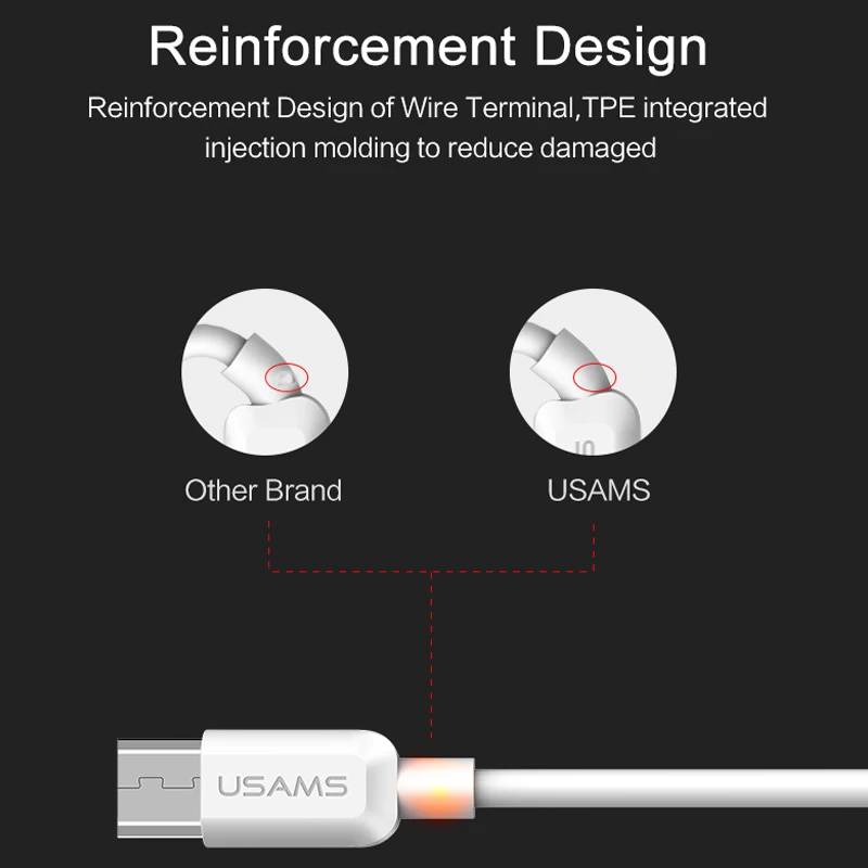 10 шт/много микро usb кабель, USAMS кабель для зарядки и синхронизации почти для всех микро порт телефон зарядное устройство кабель