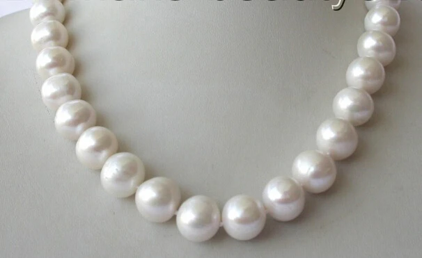 

RHJ00133 stunning big 12-14mm round white freshwater cultured pearl necklace