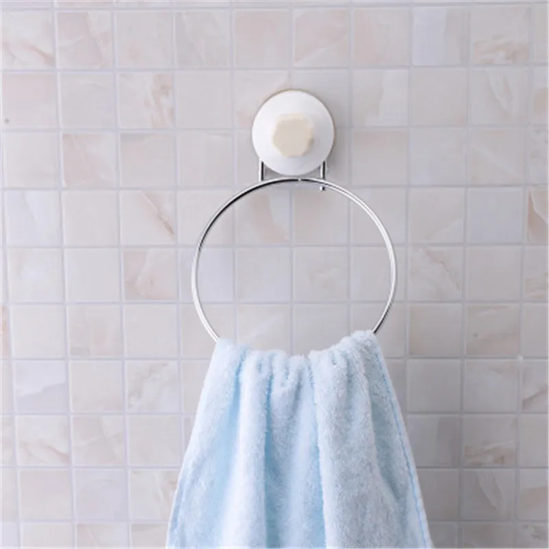 

Towel Bar Rack Round Bathroom Kitchen Wall-mounted Towel Polished Rack Holder New Stainless Steel Suction Cup Bathroom Organizer