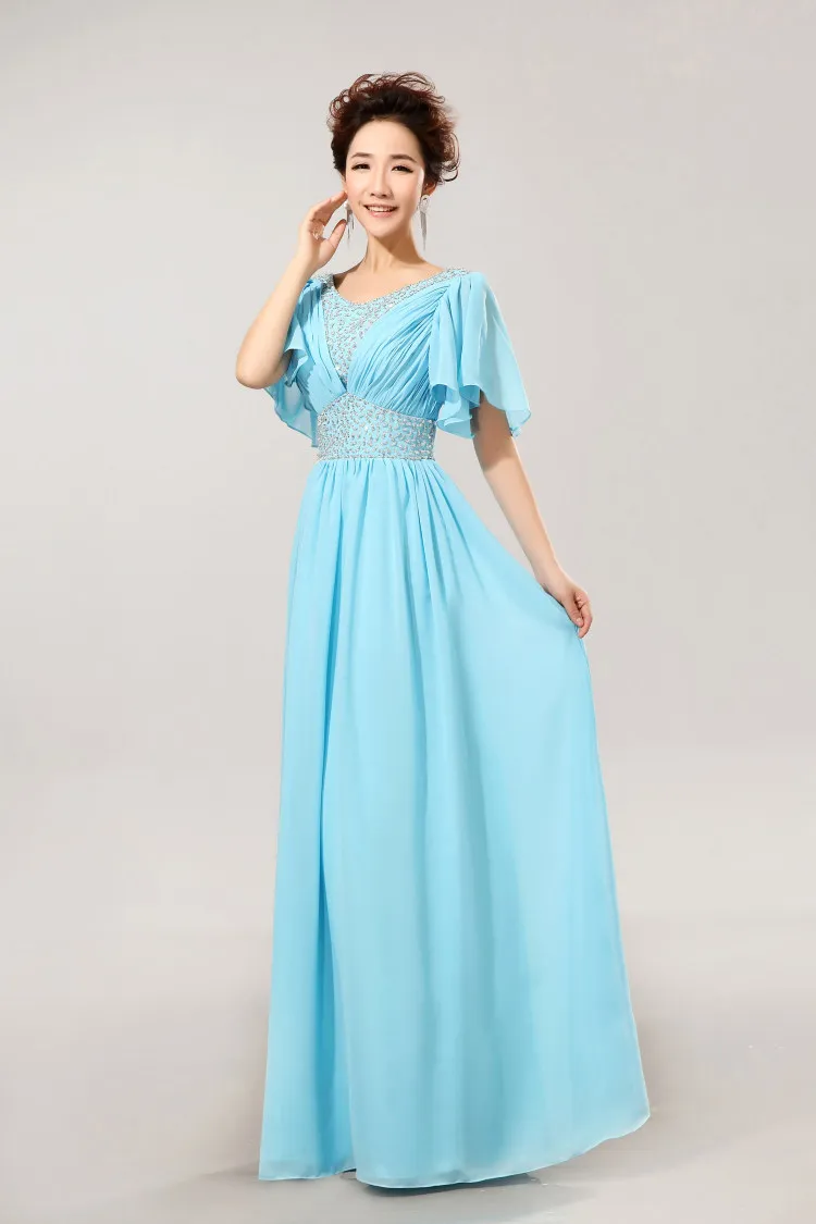 Wedding Bridesmaid Dresses Under 50 online buy wholesale cheap bridesmaid dresses under 50 sky blue modest dress with sleeves v neck beading formal chiffon bridesmaid