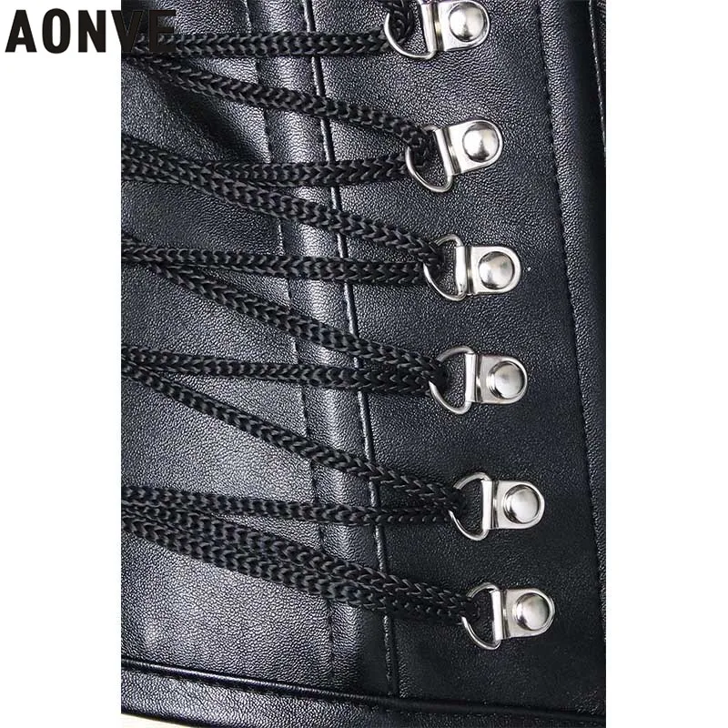 Aonve Black Steampunk Corset Gothic Clothing Underbust Corset Lace up Sexy Jacquard Women 6XL Steel Boned Corsets and Bustiers