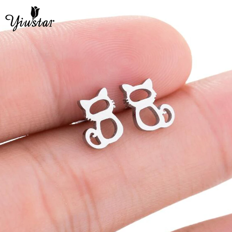 

Yiustar Hello Kitty Stud Earrings Animal Exquisite Decoration Graceful Animal Studs Jewelry Charm Cute Ear For Women Girls Party