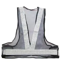 Черный открытый защитный светоотражающий жилет видимость безопасности полосы куртка сетчатый жилет Предупреждение дорожного строительства безопасности