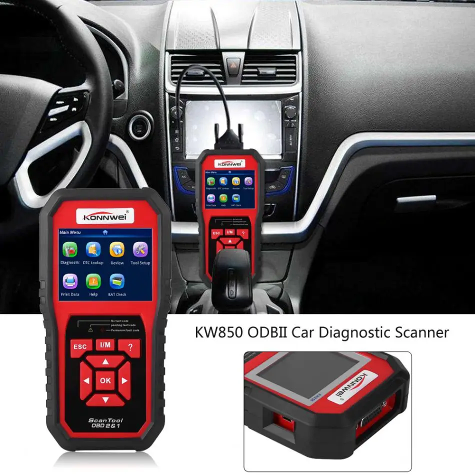 KONNWEI KW850 OBDII OBD2 EOBD Car Auto Diagnostic Scanner Tool Fault Code Reader Full OBD 2 Scanner Supports Multi-languages obd ii auto code scanner kw850 universal obd ii vehicle engine diagnostic codes reader full obd2 eobd function scan tool check