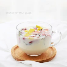Large 450ml Clear Glass Beer Mug Cup Breakfast Milk Tea Espresso Coffee Cup With Handle Salad Container Eat Water Drinkware Tool