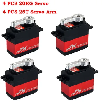 4PCS JX PDI-6221MG Metal Gear 20kg Rc Servo Arm Large Torque Digital Coreless Servo for RC Car Crawler RC Boat Helicopter Model rc servo tower pro mg92b digital metal gear metallgetriebe 3 5kg torque for model plane jetrc airplane rc helicopter parts