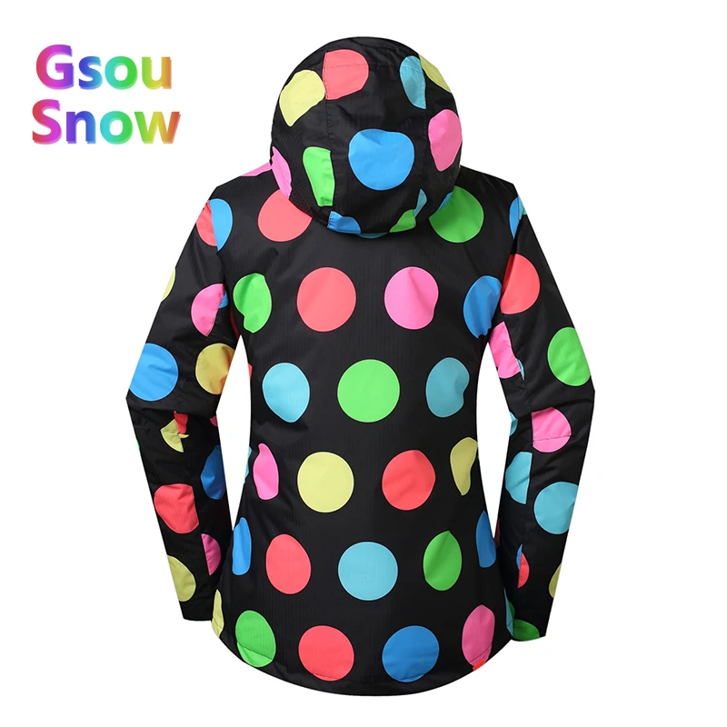 Gsou Sonw Outdoor Sports Winter Women Lattice Snowboarding Warmer Ski Jackets Stripes Waterproof Wave point Skiing Clothing