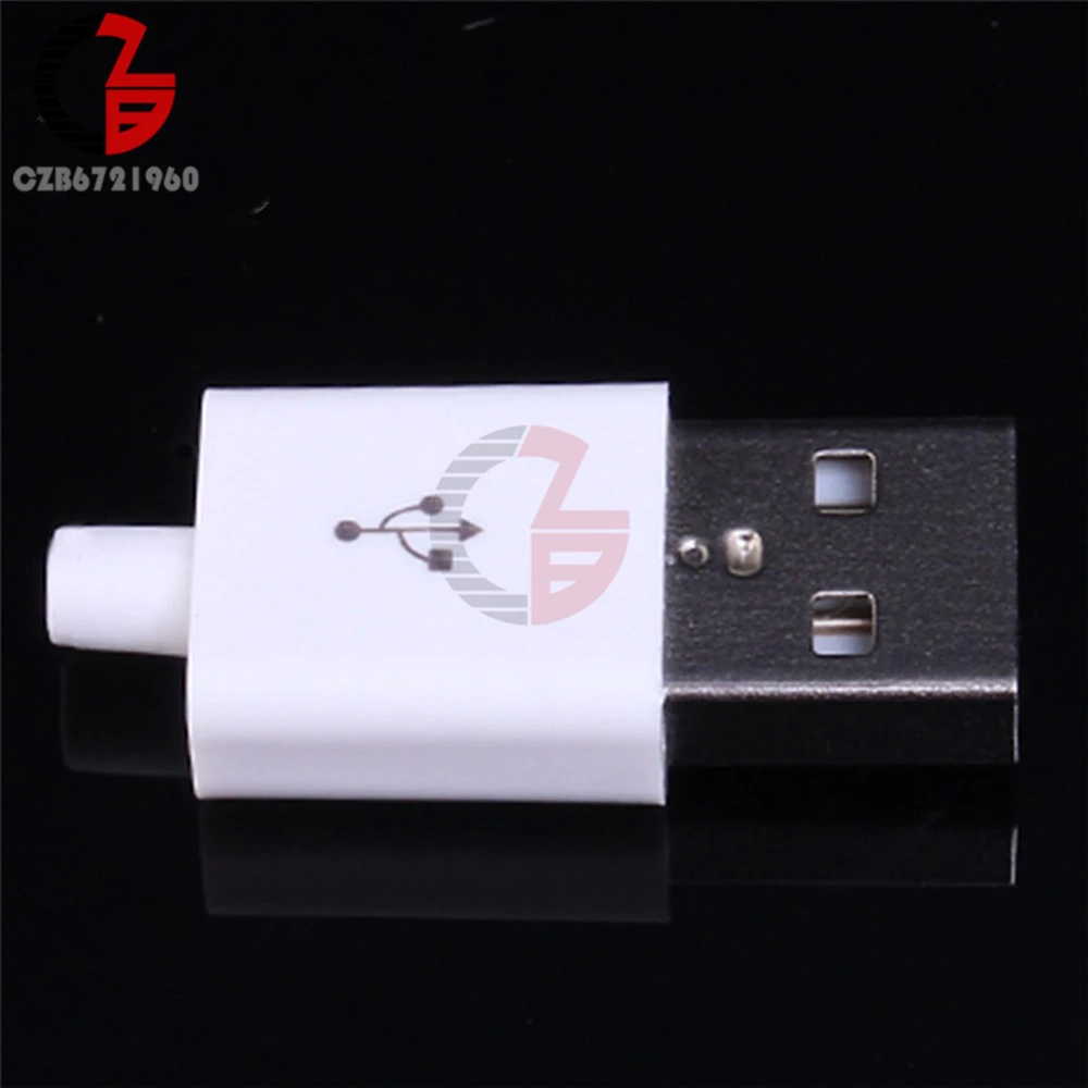 10 шт. Мужской USB разъем комплект 5P USB 2,0 штекер тип-a DIY компоненты белый