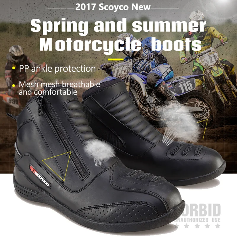 Motocross Kurze Stiefel Offroad Racing Reiten Leder Schuhe Großhandel Motorradstiefel Männer Geschwindigkeit 4 Jahreszeiten Protective Gears Moto Schuhe Schwarz Rot Weiß Motorrad Stiefel Motocross Stiefel Von