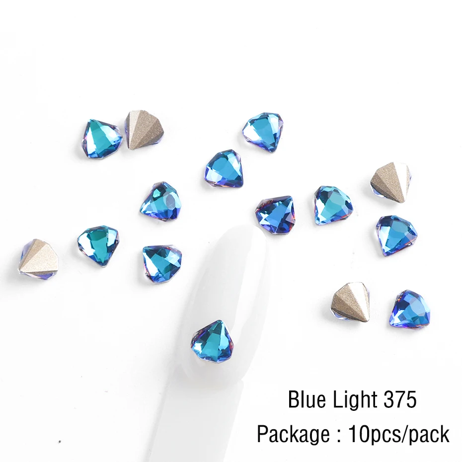 10pcs Crystal AB Flatback Diamond 6mm Nail Rhinestones 3D Strass Nail Art Glitter Gems Stones Charm Jewelry Manicure Decor LA792 (2)