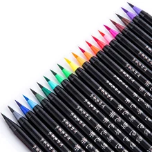 Caneta pincel macia à prova d'água, 2 peças, premium, flexível, suporte preto para crianças e adultos