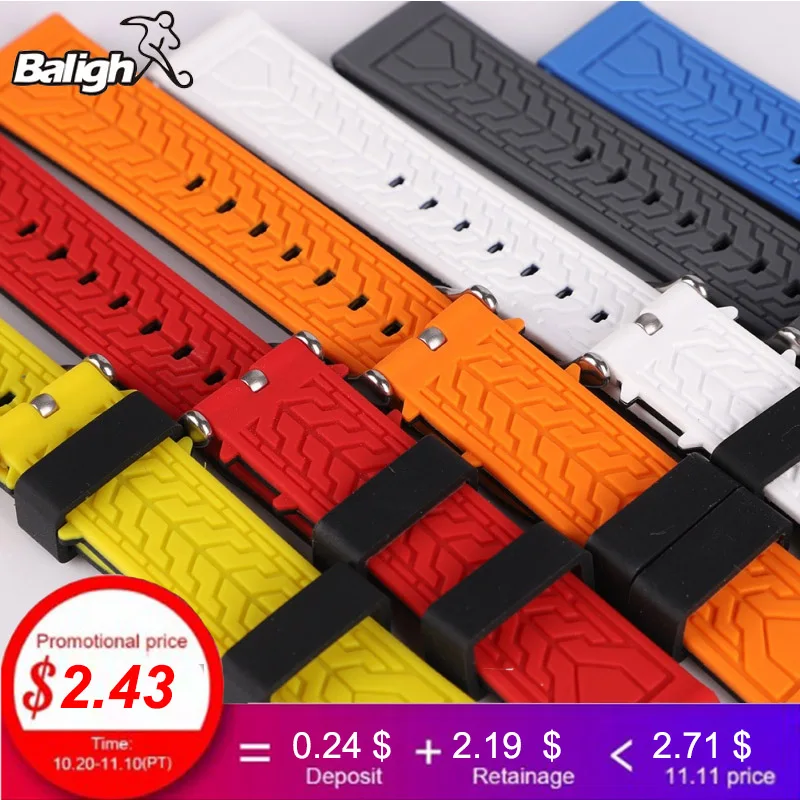 

22mm watch band Rubber Sport Watchbands 20mm watch strap men's watch strapon watch strap clock watchbands female belt bracelet