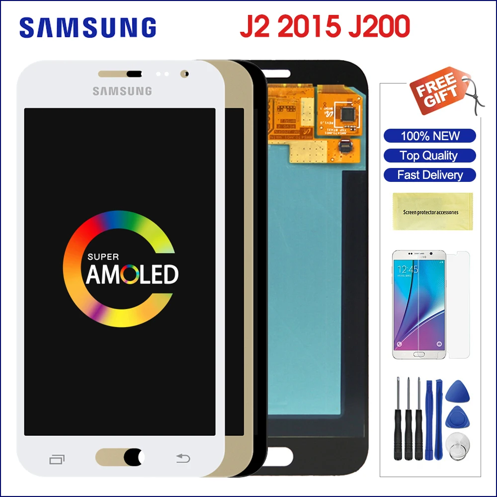 

J200 Display For Samsung Galaxy J2 2015 J200 J200F J200Y J200H LCD replacement With Touch Screen j200 Digitizer Assembly