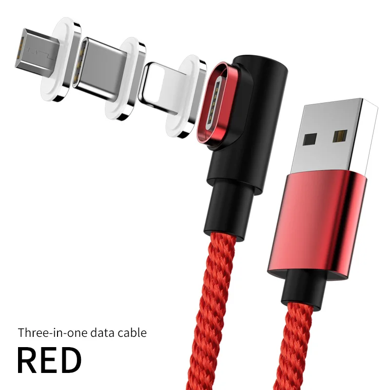 Магнитный кабель 90 градусов usb c Micro usb type C кабель для быстрой зарядки l-линия Micro usb type-C магнитное зарядное устройство для iphone X xiaomi