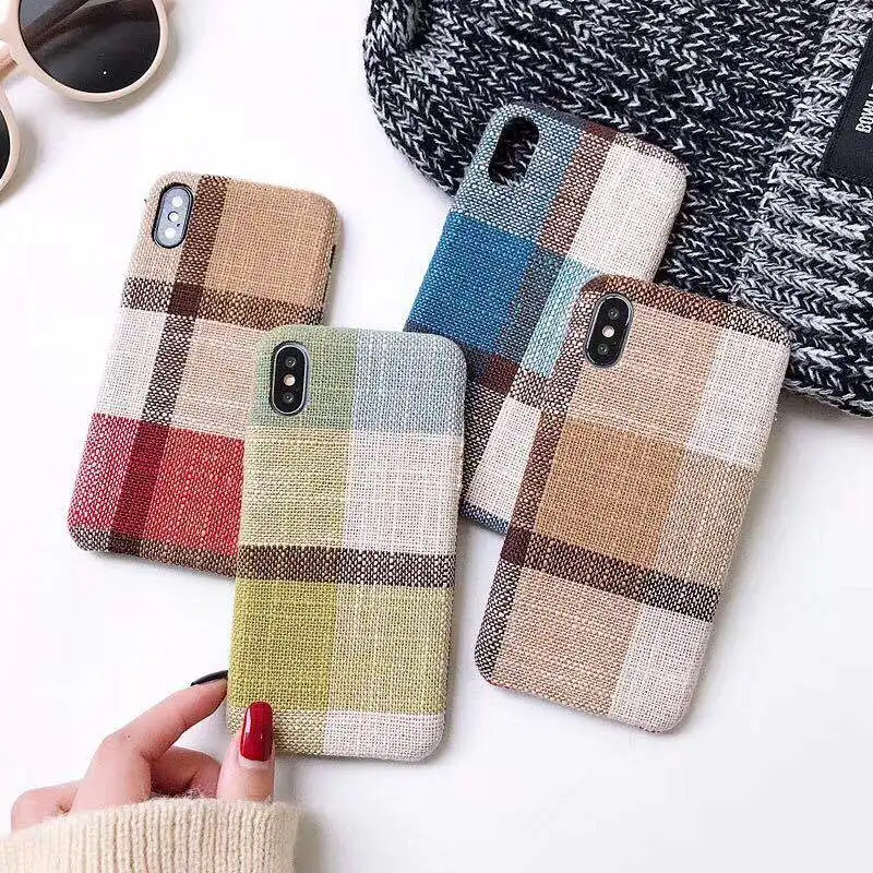 Shockproof Soft Case For iPhone 6 6s 7 8 Plus Winter Innovation Woolen Fabric Plaid Back Cover Painted Cases XM S-216 |