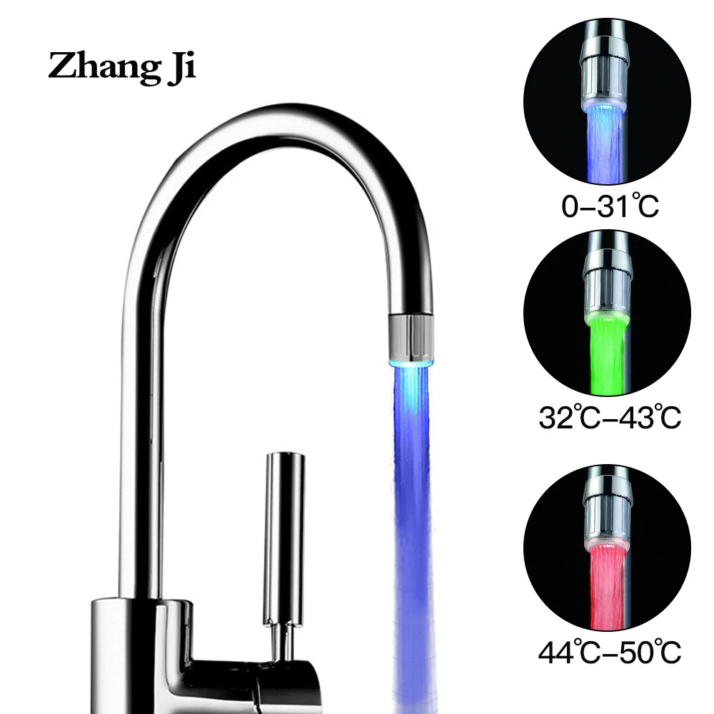 ZhangJi 3 Color LED Light Faucet Aerator Temperature Sensitive with Adapter Kitchen Bathroom