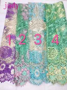 

STOCK YS10# 4 color mix color embroidery African high-grade diamond mesh fabric cloth for fashion dress party Free shipping
