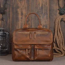 2016 New Vintage Large Capacity Genuine Soft Leather Men’s Bags Cowhide Handbag Designer Laptop Portfolio Men Messenger Tote