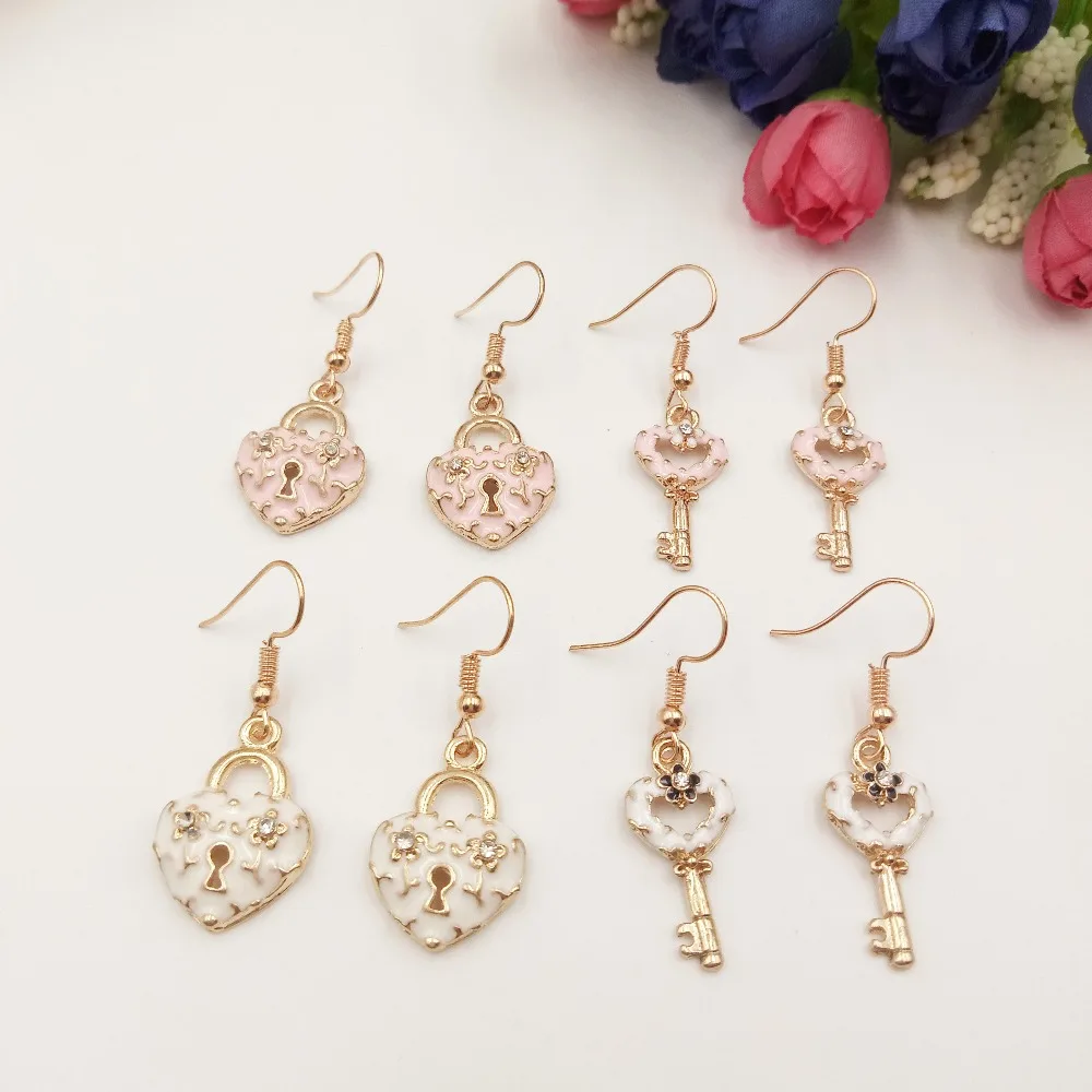 

Hot Korean Fashion Simple Lock And Key Charm Earrings For Women Pendientes Wedding Party Jewelry Gift