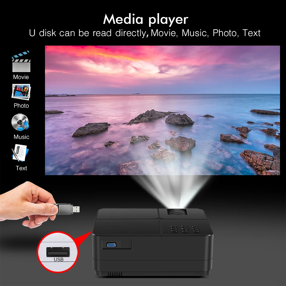 BYINTEK SKY K7 1280x720 LED Mini Micro Portable Video HD Projector with HDMI USB For Game Movie 1080P Cinema Home Theater  (10)