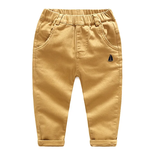 Brand Solid Boys Pants Elastic Waist Children Trousers Cotton