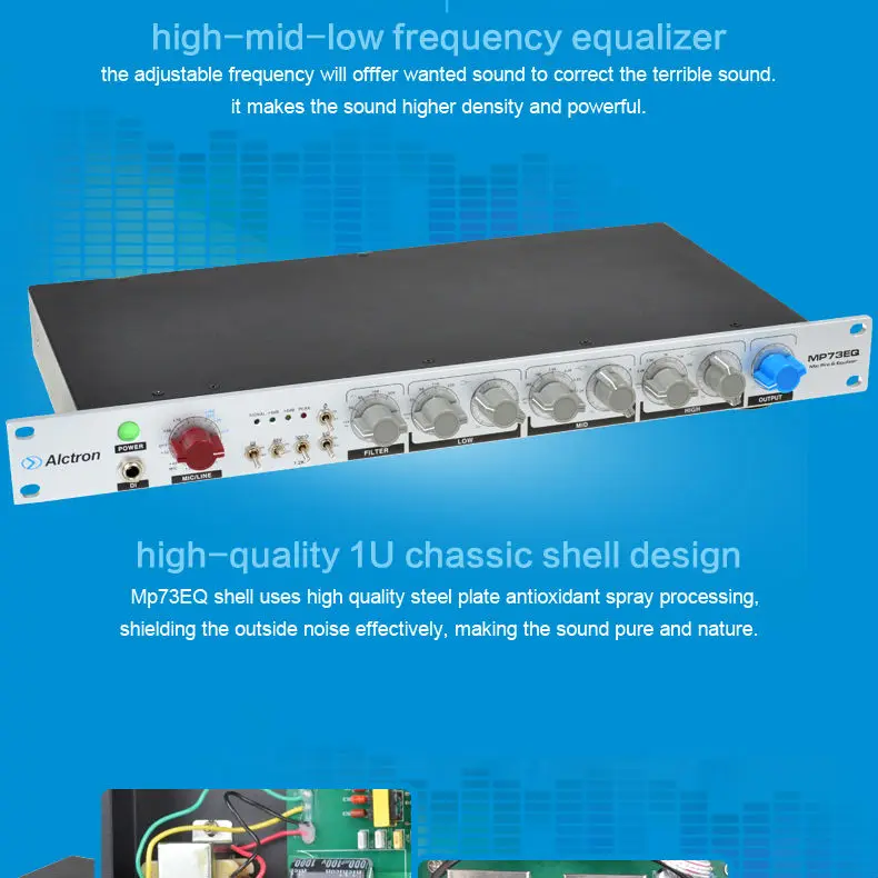 Alctron MP73EQ высокого класса микрофон/инструмент усилитель и эквалайзер, профессиональный микрофон/линейный усилитель