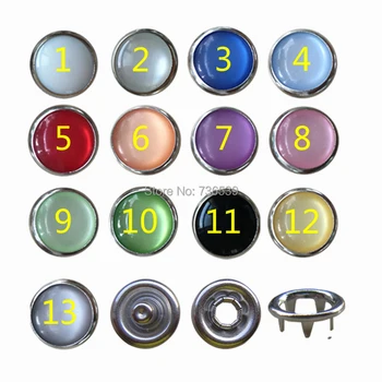 

Free shipping 100sets+a fixing tool 12mm Multicolour pearl prong snap button colorful snap button