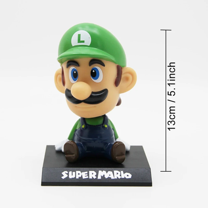 13cm Super Mario Bros Action Figure Toys Mario Head Shaking Figure Model Car Furnishing Articles Baby Toys Toy For Children