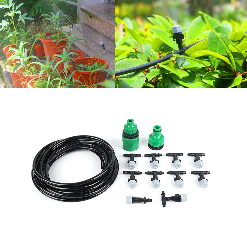 

5m Garden Plants Irrigation Patio Misting Hose 10 Mister Nozzles Cooling System regaderas para regar plantas