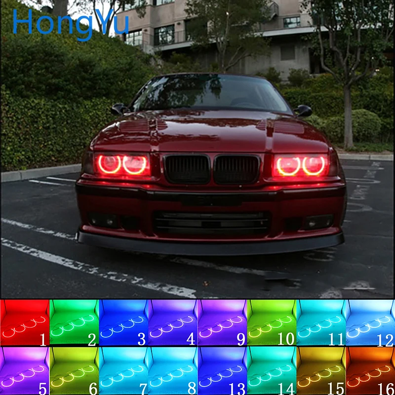 Новейший многоцветный светодиодный rgb фонарь Angel Eyes Halo Ring Eye ДХО Радиочастотный