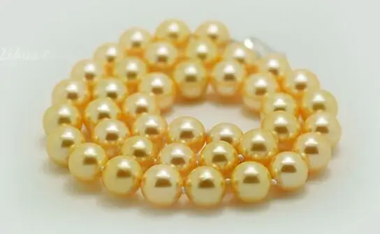 

18"9-10MM SOUTH SEA GOLD PEARL NECKLACE AAA