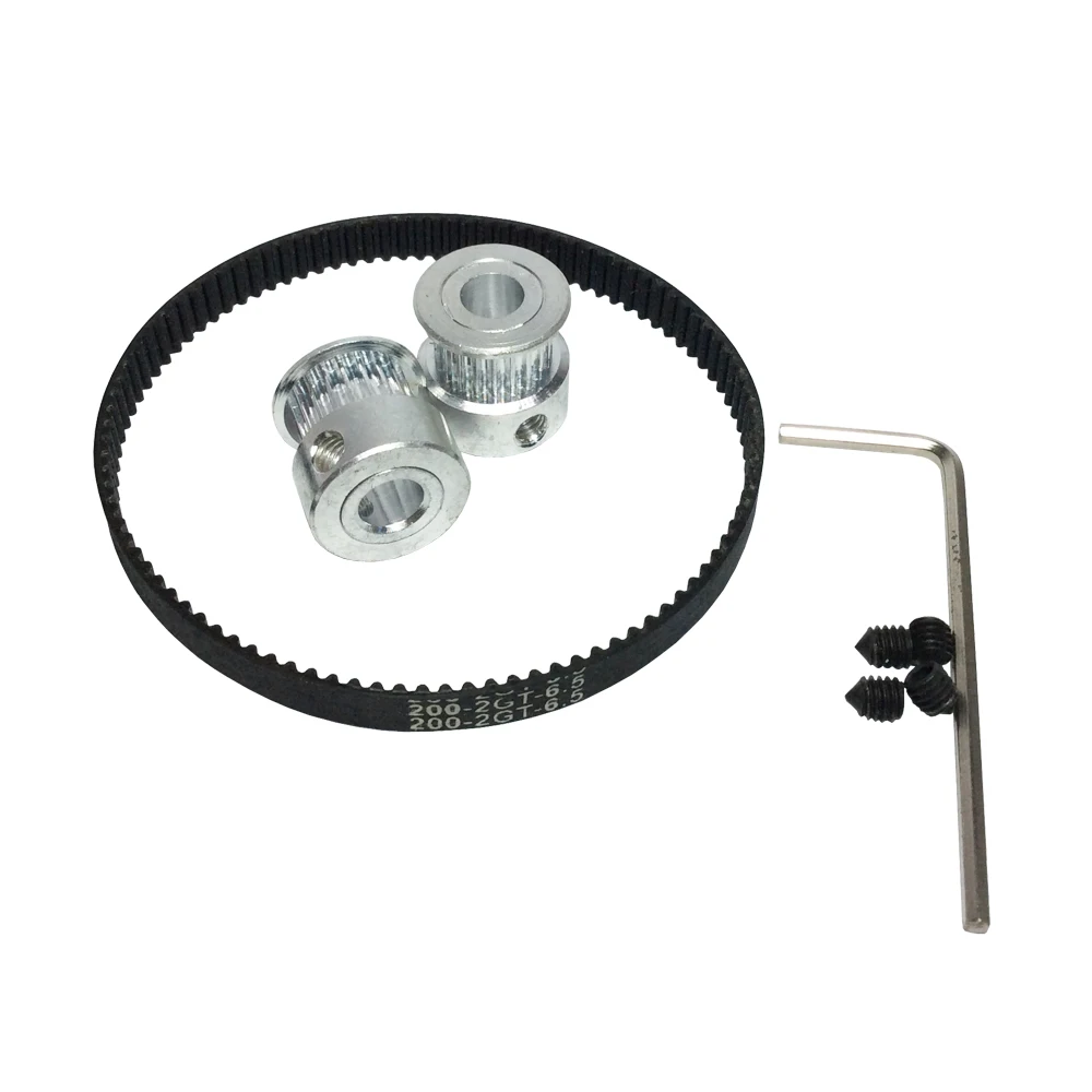 

HTD GT2 Timing Belt Pulley Kit 1pcs Timing Belt Closed Loop 200mm and 2Pcs Timing Pulley 20 Teeth for Prusa Mendel 3D Printer