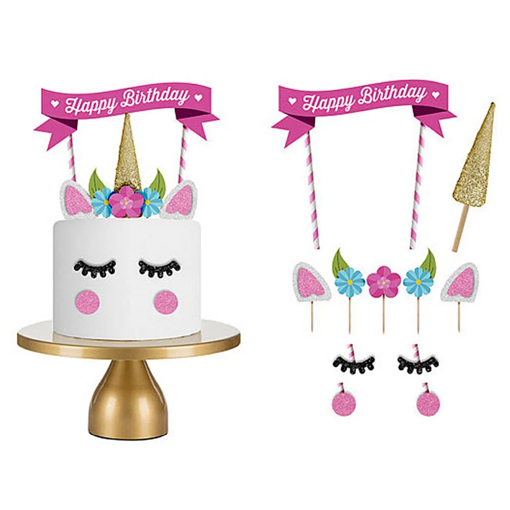 Единорог калейдоскоп флажки для торта милая бумага торт украшение подарок на день рождения для девочки мальчик дети веселые детские игрушки интерактивная игра