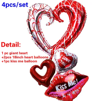 

4pcs/set Giant 110cm Foil Balloons Valentine's Day, Wedding And Party supplies baloes aniversario happy birthday decoration