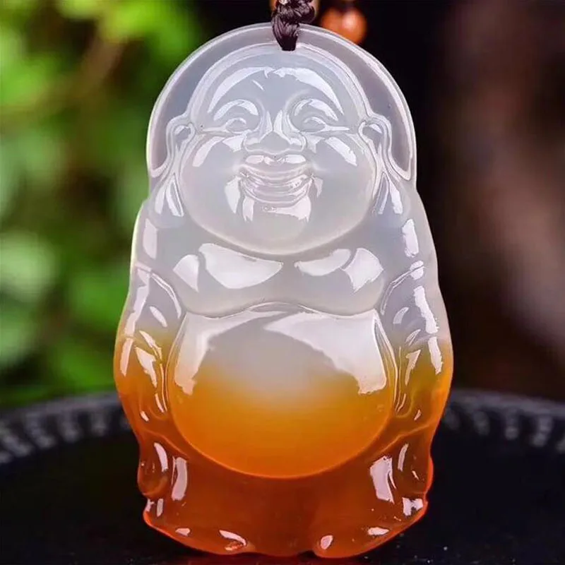 

Yu Xin Yuan fine jewelry Natural Chalcedony Maitreya Pendants&Necklace for brave amulet women men jewelry