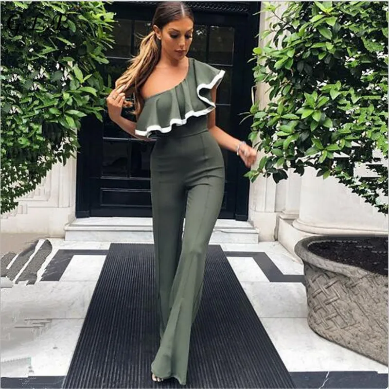 Geleier Rompers jumpsuits for women 2017 Sexy Body for women Wide leg pants overalls Ruffles Jumpsuit trousers Boot Cut bodysuit Body : image Geleier Rompers jumpsuits for women 2017 Sexy Body for women Wide leg pants overalls Ruffles Jumpsuit trousers Boot Cut bodysuit Body