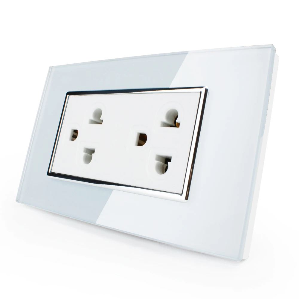 Free shipping US Luxury White Crystal Glass Socket Switch AC 110220V