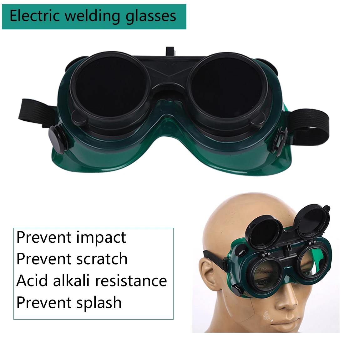 Brand New Black & Dark Green Vinyl Resin Flip Up Welding Safety Goggle