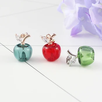 

1PC 10X12MM Murano Glass Essential Oil Apple with Metal Cap Essential Oil Aromatherapy Bottle glass Pendant
