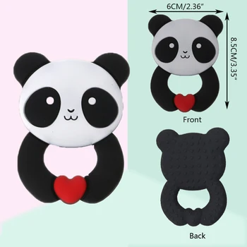 

Silicone Baby China Panda Teether 1PC Ring Necklace Pendent Handing Chew Toys DIY Pacifier Chain Clip Cartoon Animal teething