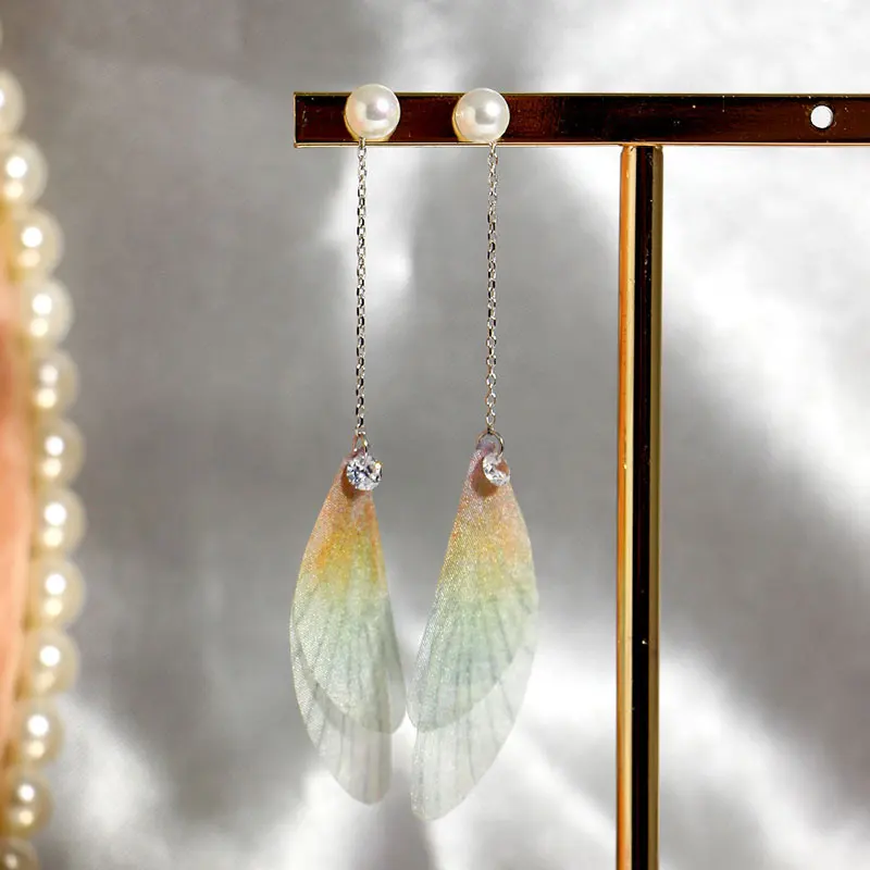 

925 Sterling Silver Sweet Premium Women's Earrings Dragonfly Wing Shape Earrings