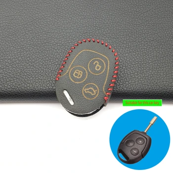 

3 Buttons Remote 100% Leather Car Fob Key Case Cover For Ford Focus Mondeo Festiva Fusion Suit Fiesta KA Holder Protector
