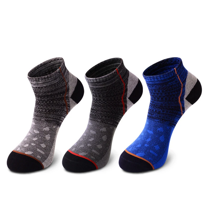 

3 Pair/Lot Men Outdoor Sports Socks Thin Cotton Ankle Crew Socks Breathable Deodorant Anti-friction for Running Cycling Travel