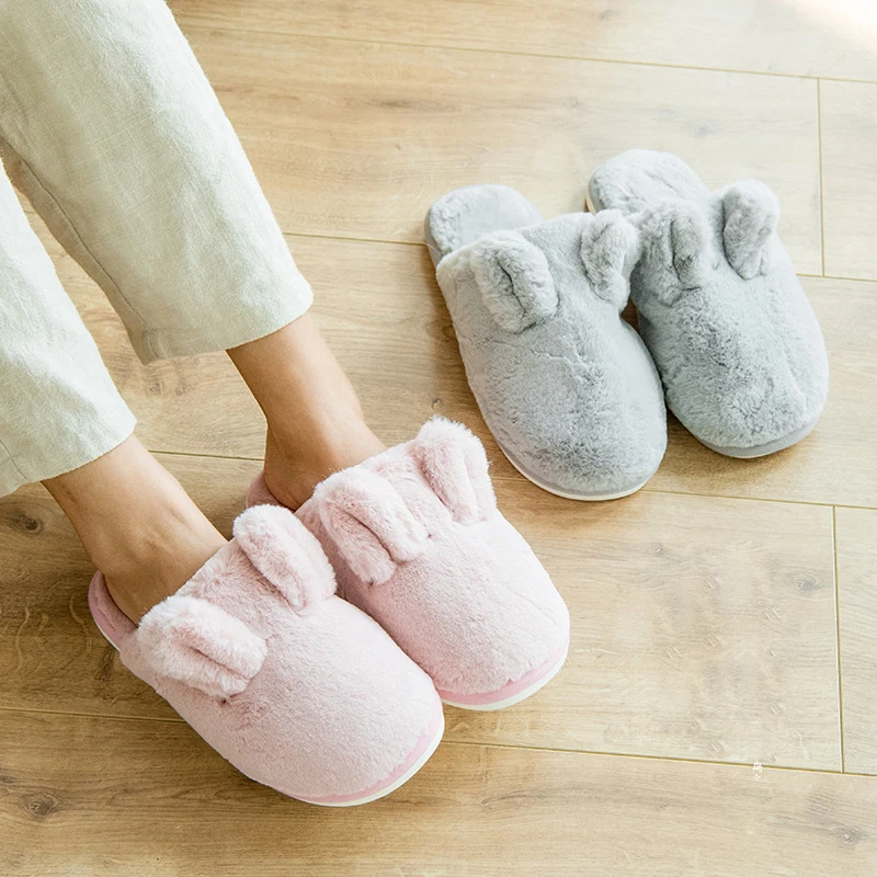 preço Coelho de pelúcia chinelos casais chinelos mulheres sapatos macios casa das senhoras zapatos mujer sapatos slides pantufa casa